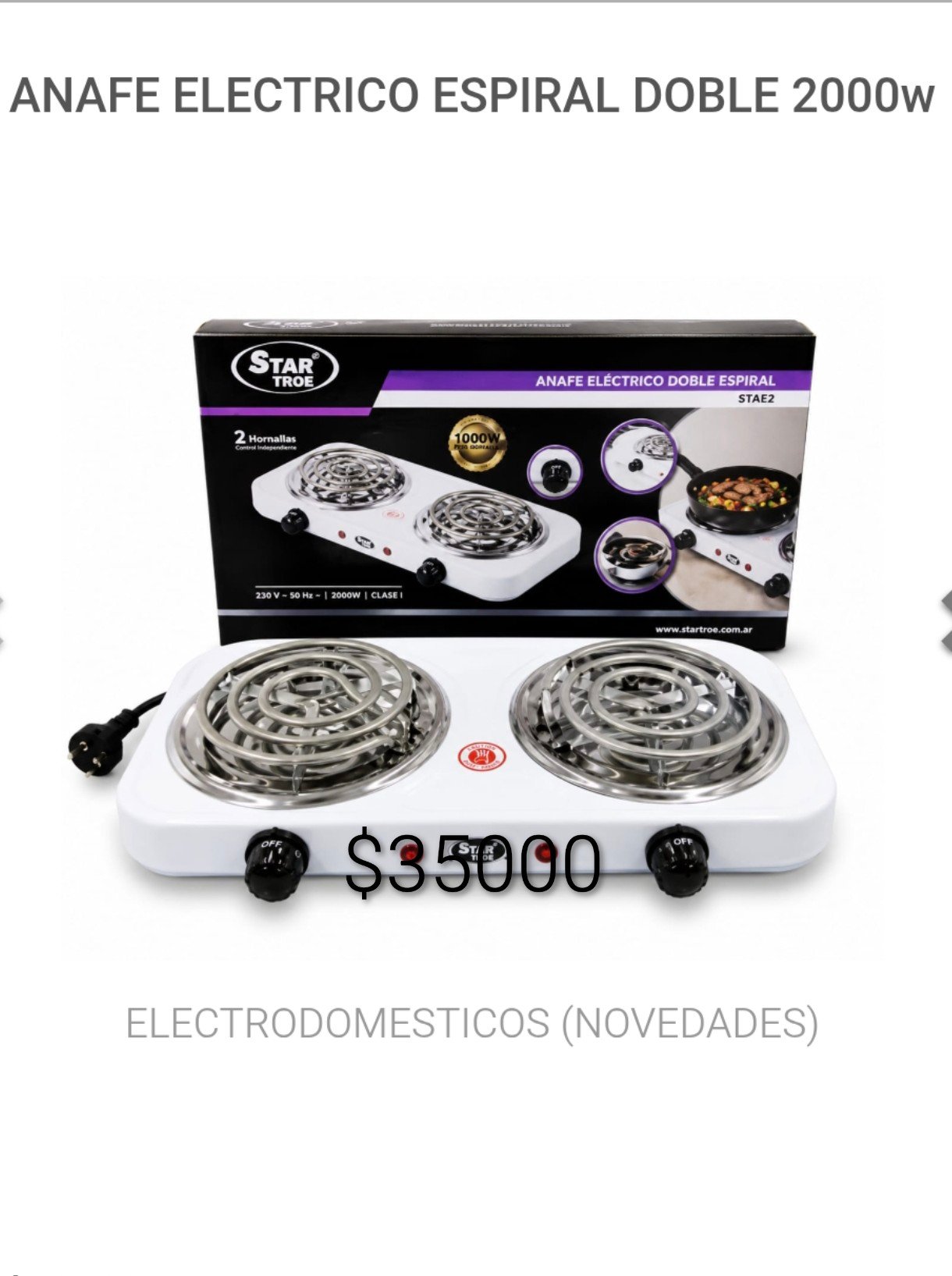 ANAFE ELECTRICO ESPIRAL DOBLE